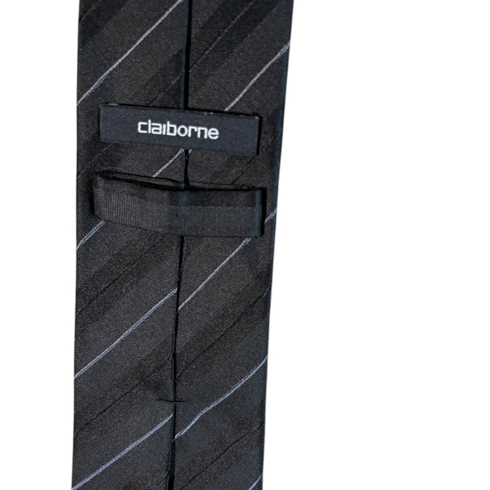 claiborne Black Silk Tie Tone on Tone - Picture 5 of 5